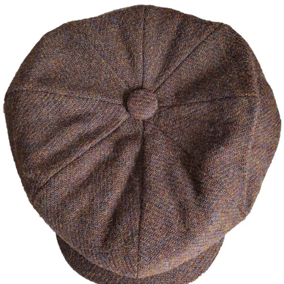 PEAKY BLINDERS Hartside Harris Tweed® Newsboy Cap HS28 in BROWN MIX - PICK SIZE - Picture 8 of 9